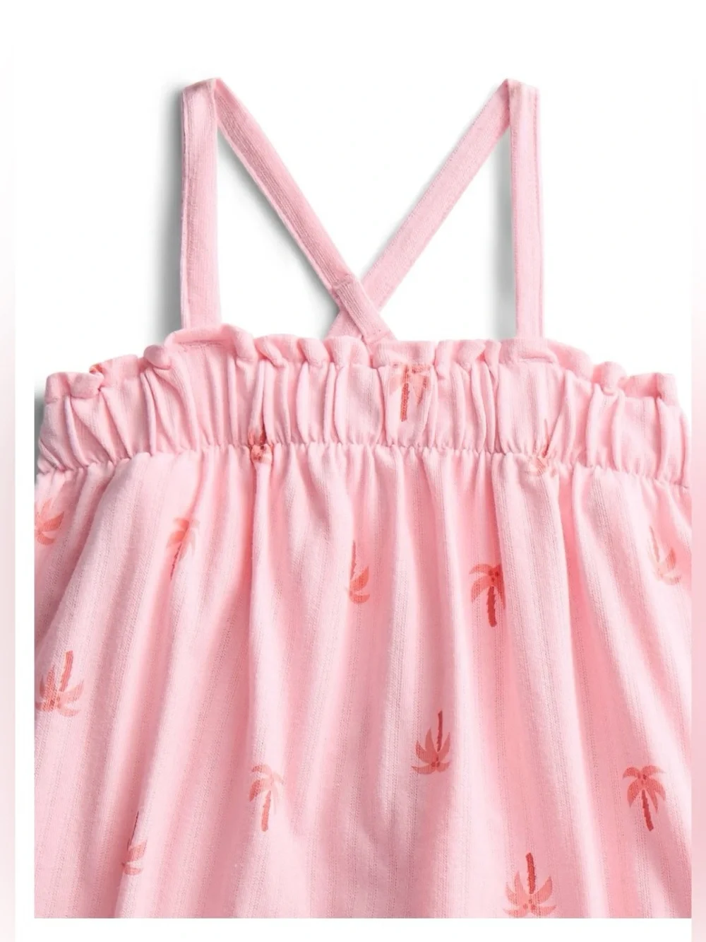 NWT Wonder Nation Girls 2-Piece Trapeze Top & Shorts Set Pink Palm Tree Print